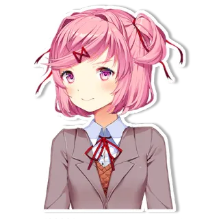 🙂 Natsuki Doki Doki Literature Club! Аниме, Манга, Милый, Розовые волосы, Видеоигра, Doki Doki Literature Club whatsapp sticker