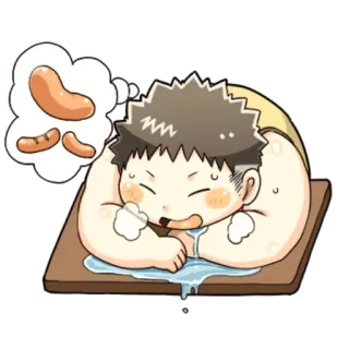 😀 sausage, sleepy, dreaming, cartoon, food telegram sticker