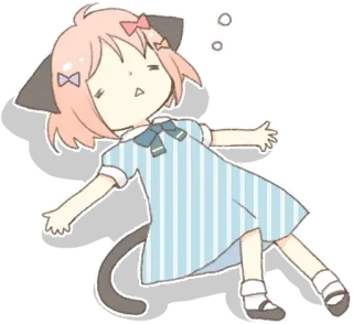 😴 Animé, Neko, Dormir, Mignon, Kawaii, Chibi telegram sticker