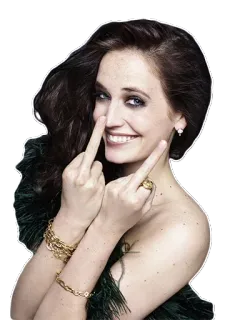 👆 middle finger, gesture, offensive, woman, actress, gold jewelry telegram sticker