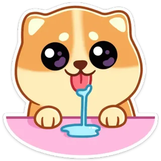 🤤 개, 귀여운, 카와이, 동물, 핥는, 만화, 스티커 telegram sticker