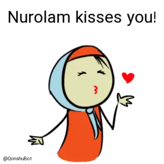 💋 Nurolam kisses you! desenho animado, beijo, amor, coração, saudação whatsapp sticker