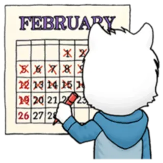 🗓 FEBRUARY calendrier, février, chat, marquage, date, mois telegram sticker