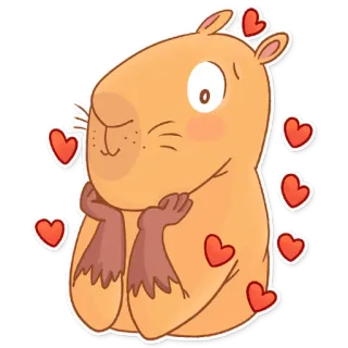 🥰 kapibara, imut, hati, binatang, kartun, pengerat telegram sticker