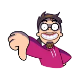 👎 Jempol ke bawah, Tidak suka, Negatif, Kartun, Pria telegram sticker