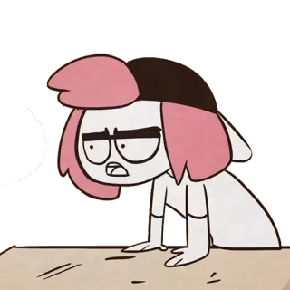😕 Cartoon, Personage, Boos, Gefrustreerd, Roze haar telegram sticker