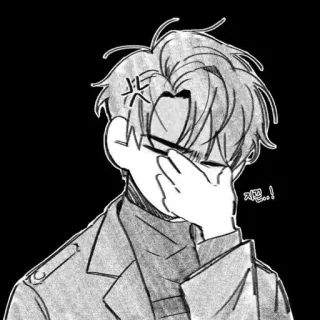 😡 지랄..! korean, angry, man, monochrome, upset, exasperated, manga whatsapp sticker