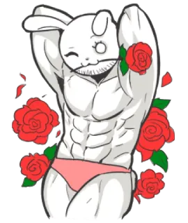 🌹 Hase, Kaninchen, Muskeln, Rose, Unterwäsche whatsapp sticker