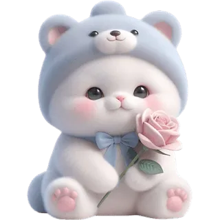 🌹 可爱, 猫, 熊, 玫瑰, 卡哇伊, 动物, 贴纸 telegram sticker