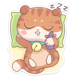 😴 zzz кот, сон, мышь, мультфильм, животное, милый telegram sticker
