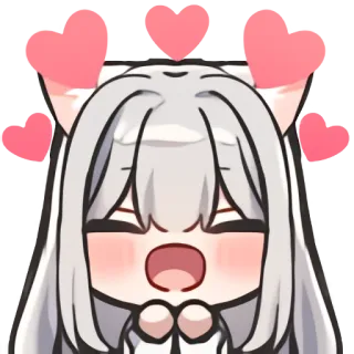 🥰 Аниме, Любовь, Милый, Сердечки, Каваий, Девушка-кошка telegram sticker