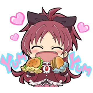 😋 YUM YUM Anime, Cibo, Hamburger, Carino, Ragazza telegram sticker
