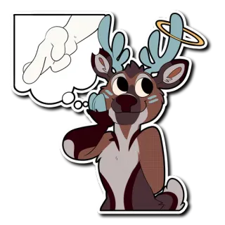 😇 cerf, animal, poilu, geste offensant, geste de la main telegram sticker