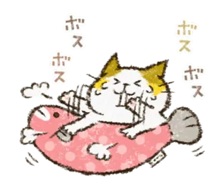 🐟 ポス kot, dmuchany, słodki, kawaii, naklejka telegram sticker