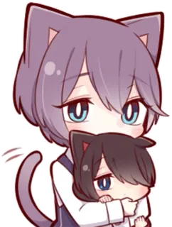 😶 chat, câlin, animé, mignon, autocollant, dessin animé, illustration telegram sticker