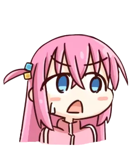 😧 Hitori Gotoh Bocchi the Rock! Anime, Imut, Terkejut, Kaget, Gadis telegram sticker
