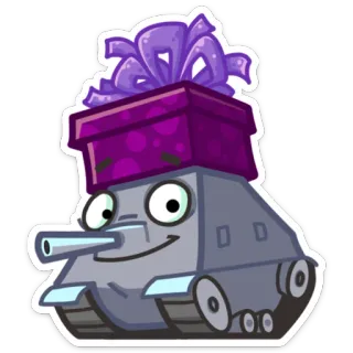 🎁 tank, kartun, hadiah, ungu, kendaraan whatsapp sticker