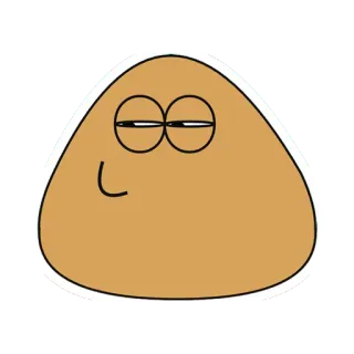😏 Pou marrom, sorrindo, desenho animado, rosto, jogo telegram sticker