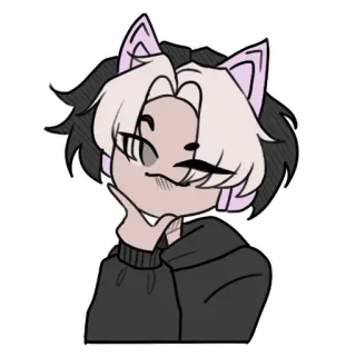 😼 Anime, Orejas de gato, Dibujos animados, Kawaii, Lindo, Estético whatsapp sticker