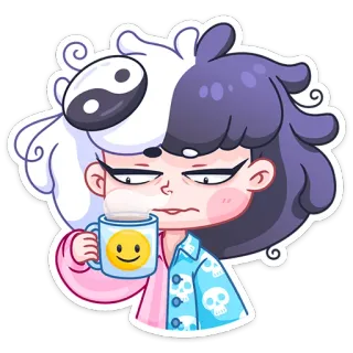 ☕️ adesivo, cartone animato, bevanda, sorriso, emoji telegram sticker