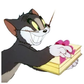 ❤️ Tom Cat dibujos animados, gato, regalo, lazo, gracioso, animación telegram sticker