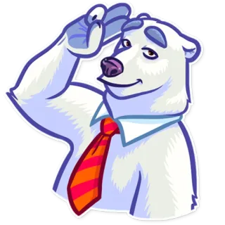 👋 oso polar, dibujos animados, animal, corbata, oficial, negocios whatsapp sticker
