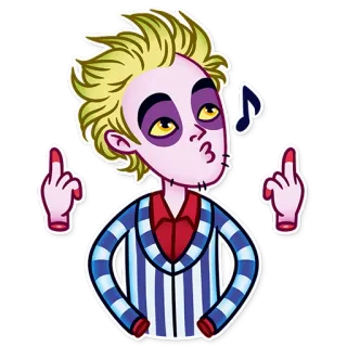 🙄 Beetlejuice beetlejuice, filme, desenho animado, dedo do meio, ofensivo, rude whatsapp sticker