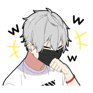 😁 W W W アニメ, 漫画, アバター, ステッカー, かわいい, 白髪 whatsapp sticker