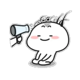 👨‍🦲 adesivo, desenho animado, megafone, gritando, personagem, kawaii telegram sticker
