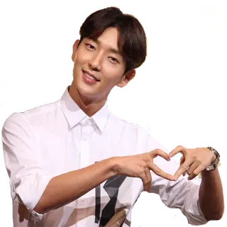 ❤️ actor, man, heart gesture, portrait, smiling, asian telegram sticker