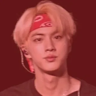 😡 Jin Jin, BTS, K-Pop, cantante, pañuelo rojo whatsapp sticker
