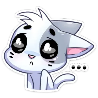 😕 ... Katze, Aufkleber, süß, Cartoon, Tier, denkend whatsapp sticker