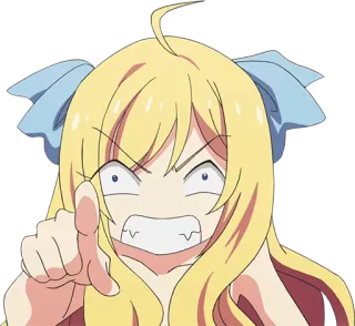 😠 Anime, Dibujos animados, Enojado, Rubio, Mujer, Señalando whatsapp sticker