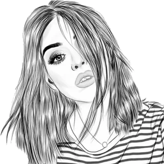 💋 woman, portrait, girl, illustration, drawing, fashion, beauty, style whatsapp sticker