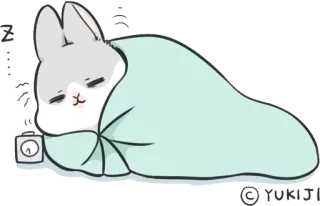 💤 Z . . . królik, śpiący, słodki, koc, zwierzę, budzik telegram sticker