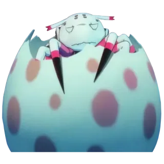 😑 spider, egg, anime, monster, cute, white, pink, cartoon telegram sticker
