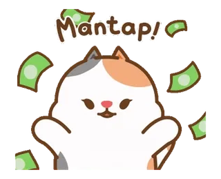 🐰 Mantap! 고양이, 돈, 성공, 행복, 축하 whatsapp sticker
