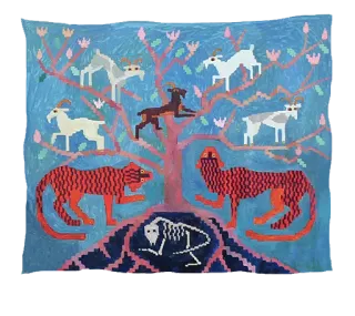 🐯 art, painting, tree, goats, tigers, skeleton, colorful telegram sticker