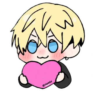 ❤️ @Hawks Chibi, Anime, Kawaii, Trái tim, Dễ thương telegram sticker