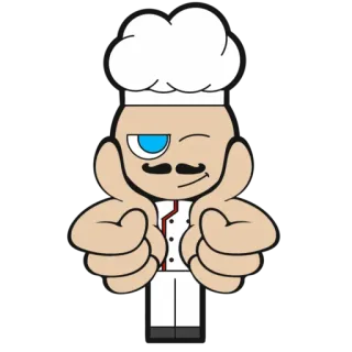 👍 chef, cucina, cartoni animati, personaggio, illustrazione, umorismo whatsapp sticker