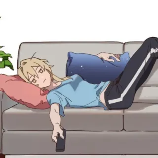 🍂 애니메이션, 소파, 휴식, 만화, 졸린, 지루한 telegram sticker