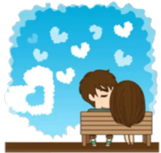 💏 couple, bench, love, hearts, sky whatsapp sticker