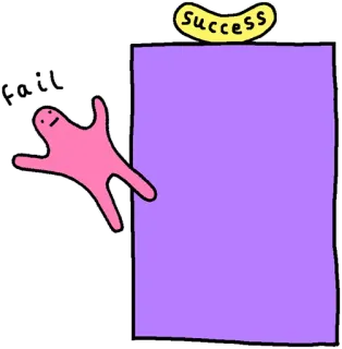 👇 fail success dibujo animado, fracaso, éxito, lucha telegram sticker