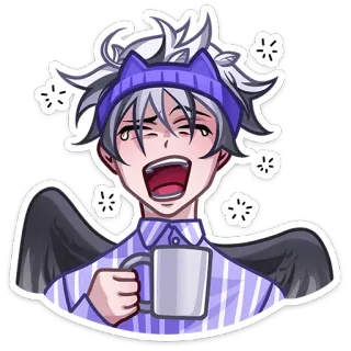 ☕️ anime, coffee, morning, wings, beanie, happy, cute telegram sticker