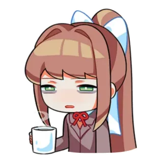 🤨 Monika Doki Doki Literature Club! Anime, Jeu vidéo, Monika, Doki Doki Literature Club, Café, Fatigué telegram sticker