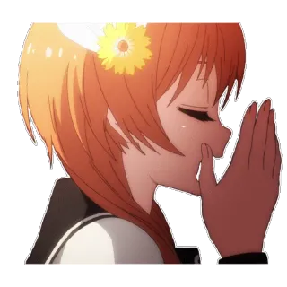 😴 Аниме, Женщина, Грустная, Плачет, Девушка, Цветок, Рыжие волосы whatsapp sticker