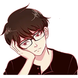 🥱 pria, kacamata, culun, melamun, berpikir, kartun, anak laki-laki telegram sticker