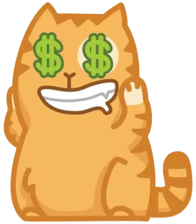 💰 cat, money, dollar signs, rich, cartoon, animal, middle finger telegram sticker