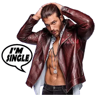 🤵 I'M SINGLE man, single, attractive, leather jacket, pose, portrait telegram sticker