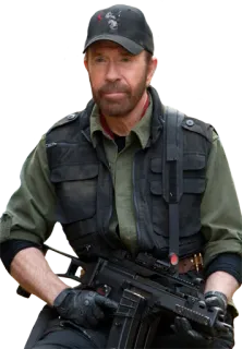 💣 Chuck Norris action, military, gun, actor telegram sticker